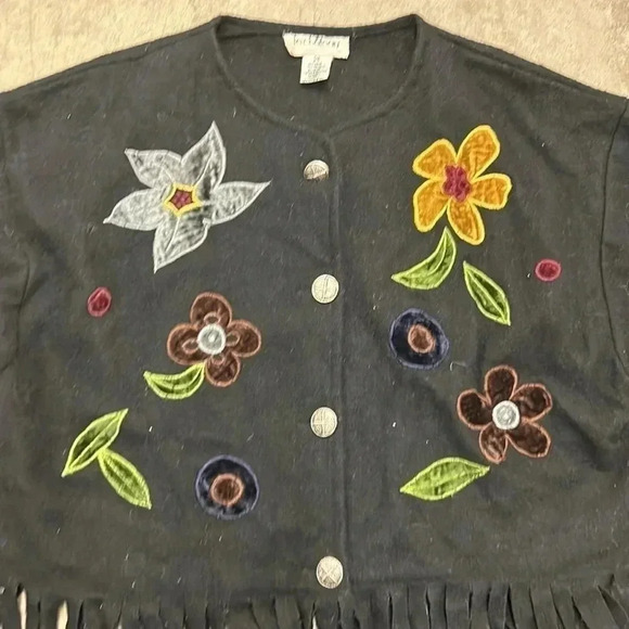 Wool blend fringe  vintage le chateau cardigan - Picture 2 of 4